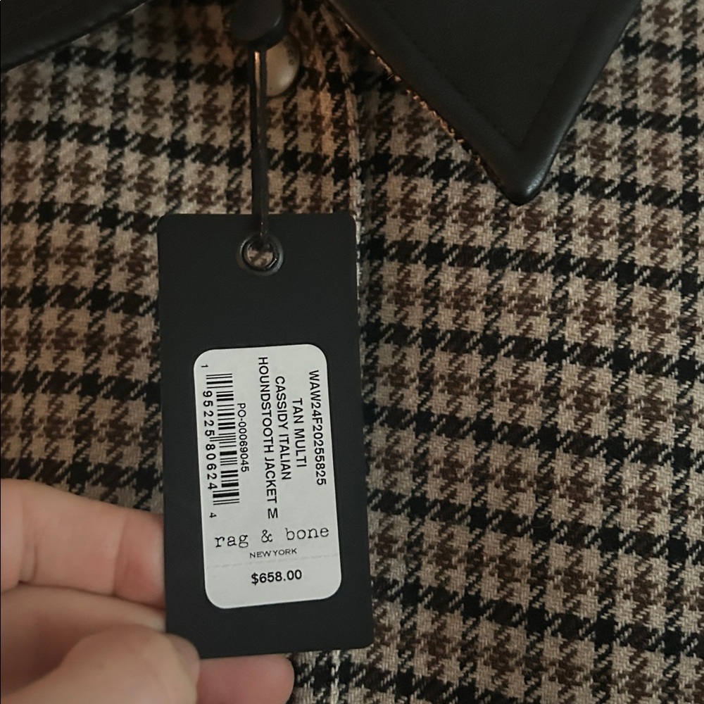 Rag & Bone Houndstooth Jacket With Leather Collar - image 4